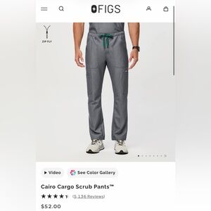 Figs Men's Cairo Cargo Pants with Green Drawstring